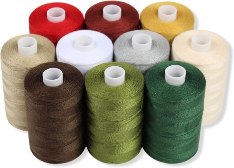 BlesSew Sewing Threads - 10 Large Spools of Polyester Thread for Hand, Quilting & Sewing Machine - Christmas and Festive Shades Colors - 1000 Yards Per Spool - Image 1
